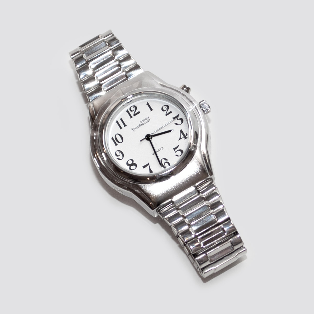 Watch W15 Talking Analogue Mens Silver Band - See Differently